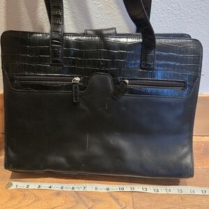 Buxton Black Croc-Embossed Laptop Bag